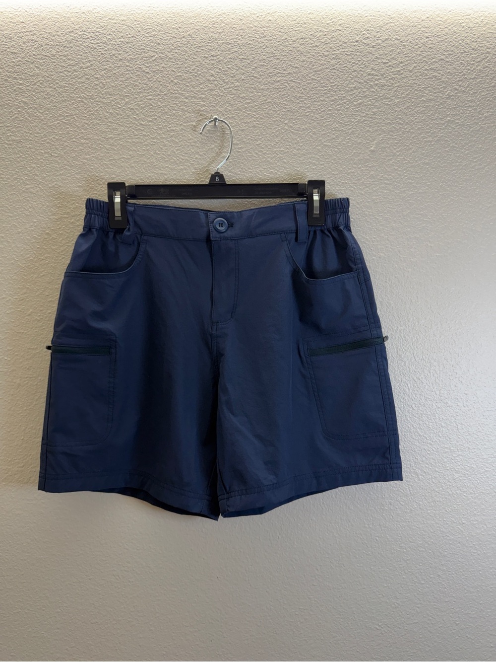 Men's Navy Cargo Shorts with Multiple Zip Pockets